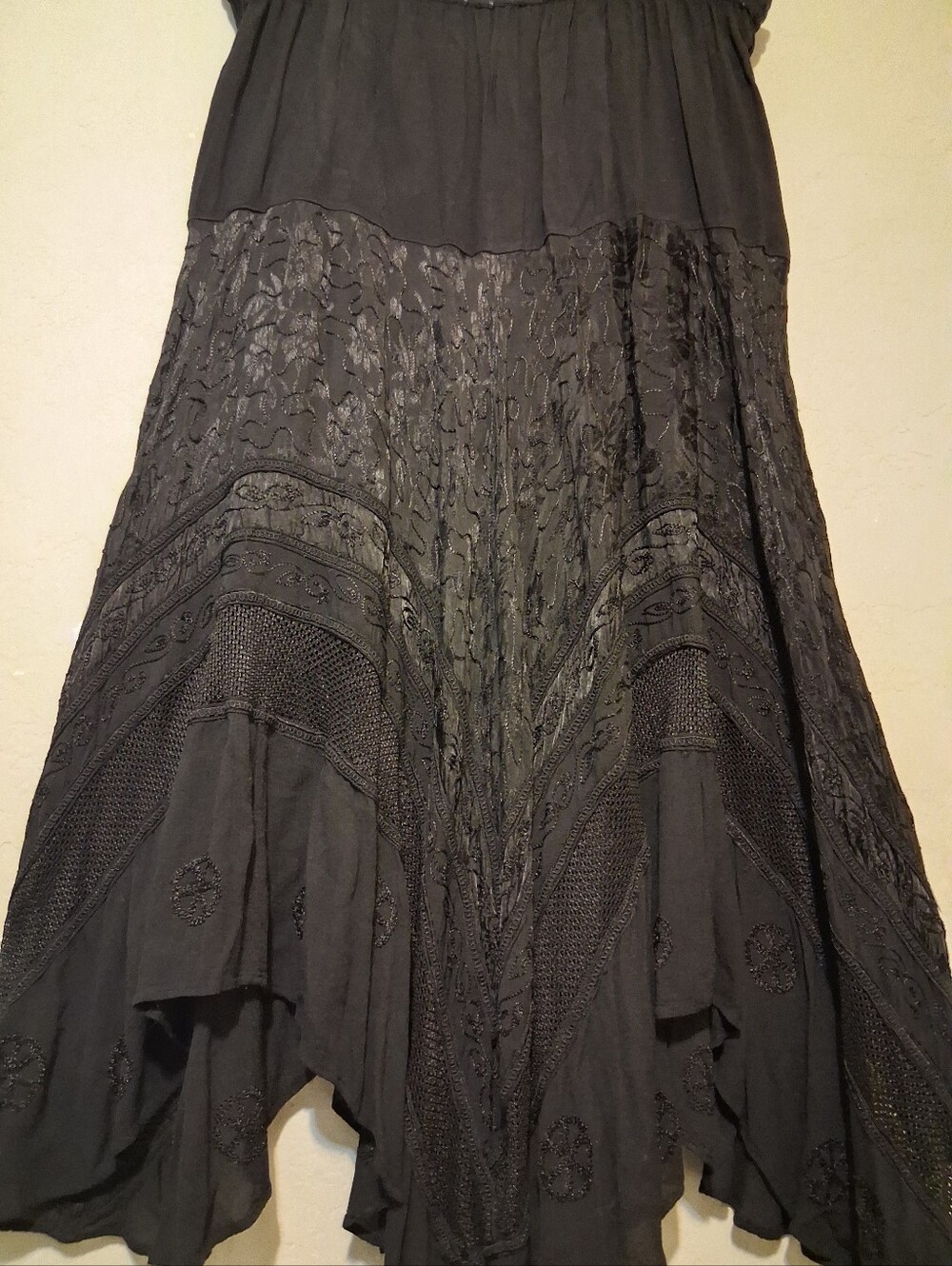 Victorian Style Black Tiered Skirt Embroidered Handkerchief Renaissance - Picture 16 of 16